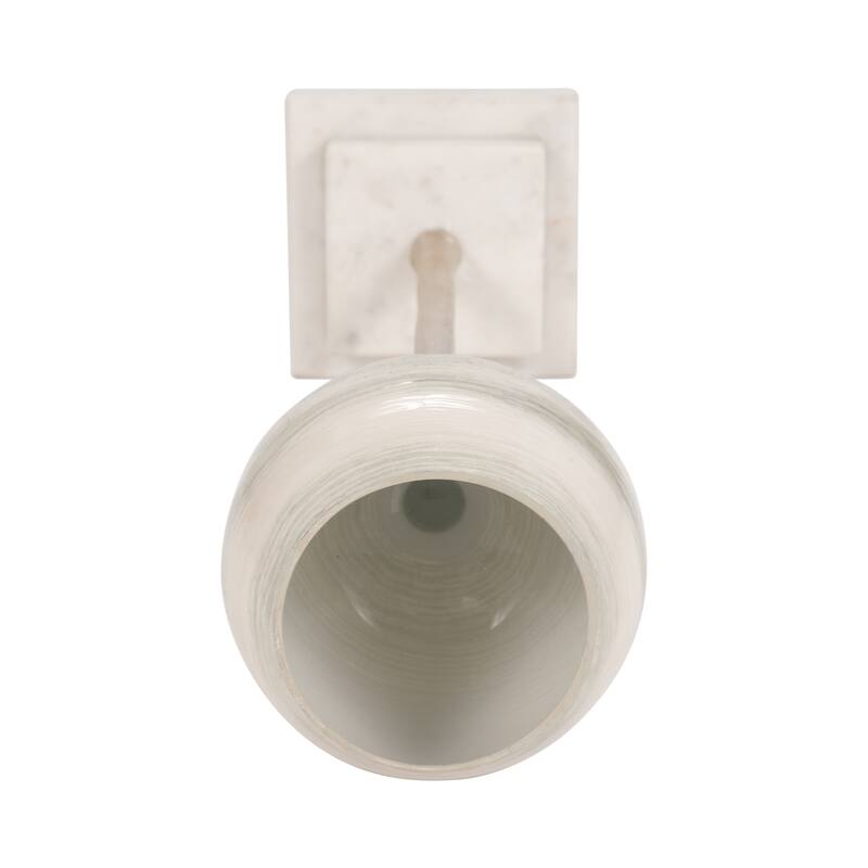 Glass Votive Candle Holder on Marble Stand - Silver