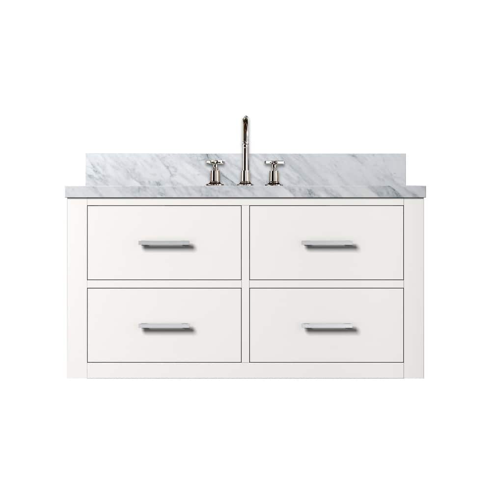 Castor Bath Vanity with Carrara Marble Top, Sink and Faucet