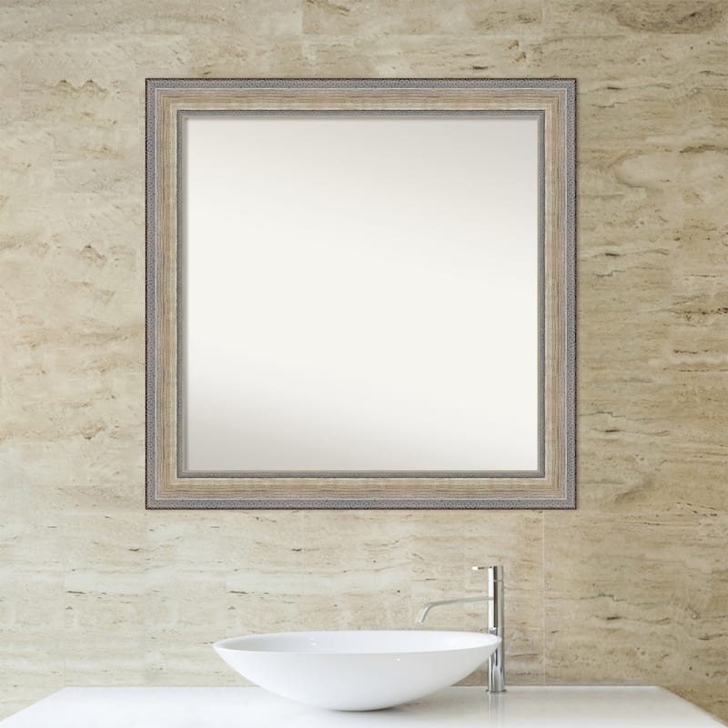 Fleur Silver Non-Beveled Wood Framed Bathroom Vanity Wall Mirror - Fleur Champagne Silver
