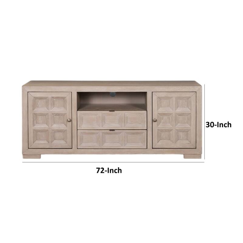 Kizie TV Stand Console, Storage Cabinets, Tawny Brown Wood, 72 Inch
