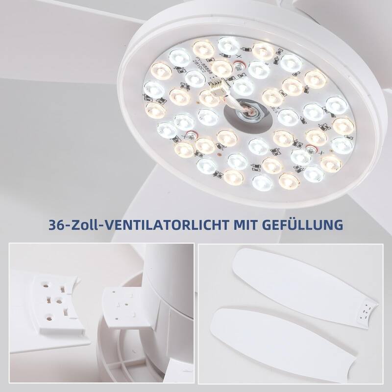 36"/42"/48" Low Profile Ceiling Fan with ABS Blades 3 Color LED Flush Mount for Bedroom Living Room APP and Remote Control