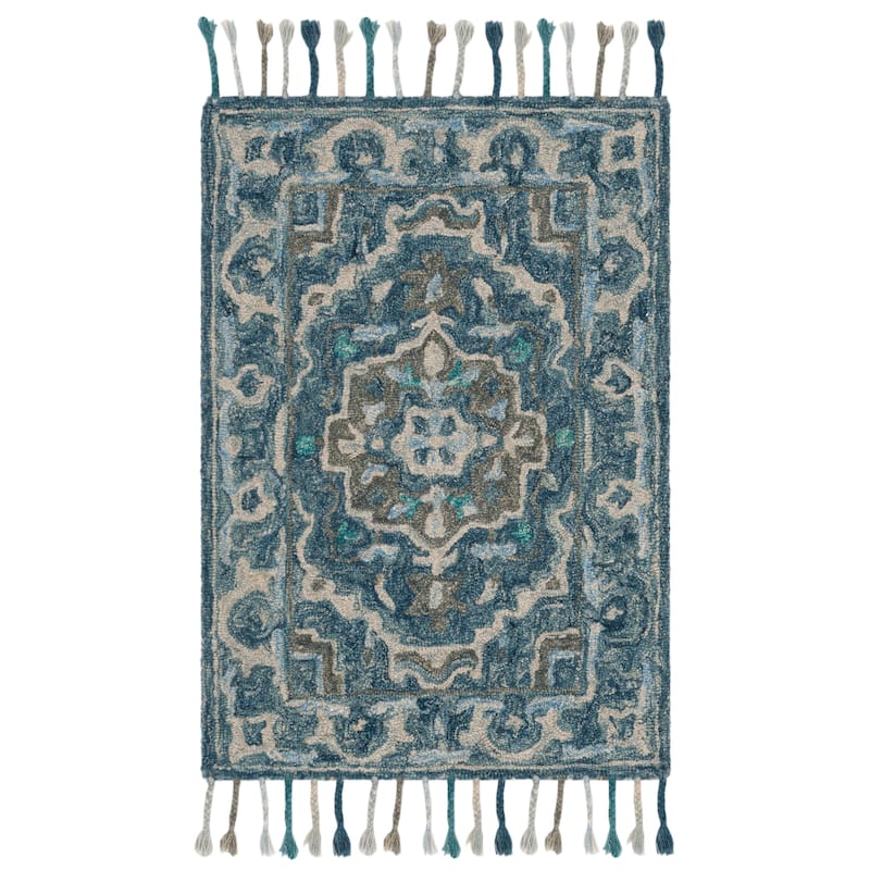 SAFAVIEH Handmade Aspen Corazon Boho Tribal Wool Rug - 2'3" x 5' - Dark Blue/Grey