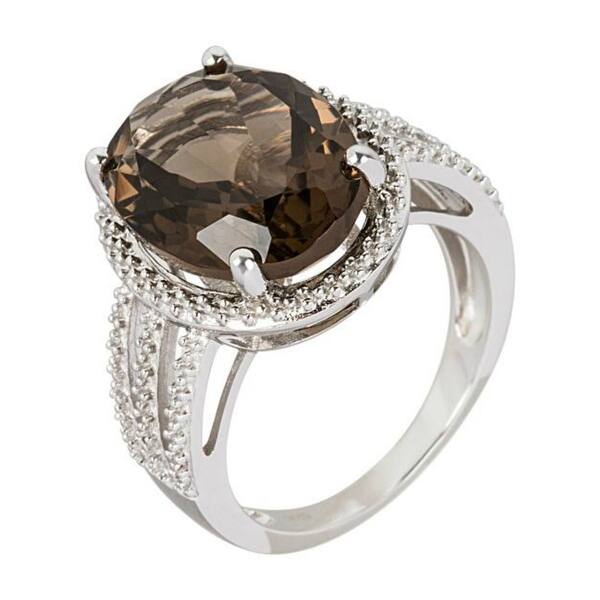 Sterling Silver and 14K Smokey Quartz and White Topaz Ring Sterling Silver and 14K Smokey Quartz and White Topaz Ring