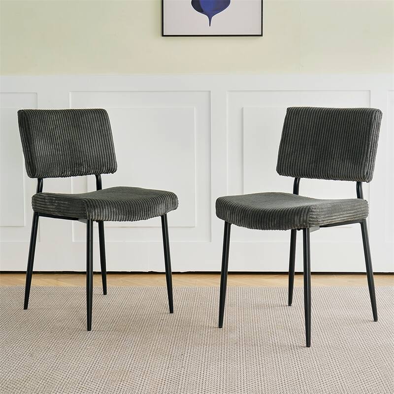 Modern Simple Fabric Upholstered Velvet Dining Chair (Set of 2)
