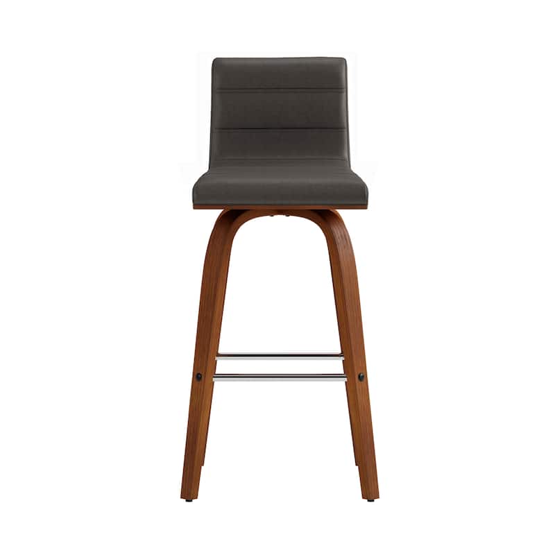 Skara Mid-Century Swivel Counter Stool, Upholstered Counter Height Chair with Bentwood Legs