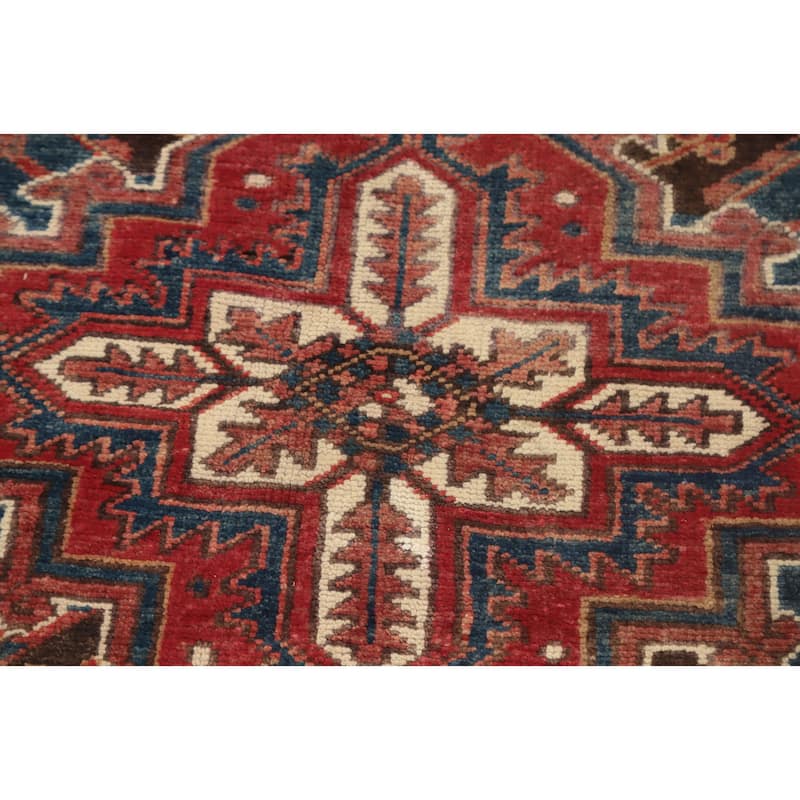 Hand Knotted Oriental 100% Wool Carpet Traditional Medallion Red Heriz Area Rug - 8' 11'' X 7' 7''