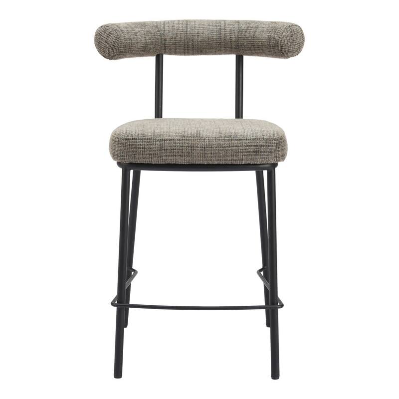 HomeRoots 26" Green and Black Chenille and Steel Low Back Counter Height Bar Chair