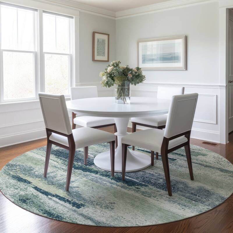 Machine Washable Indoor/ Outdoor Abstract Modern Chantille Rug