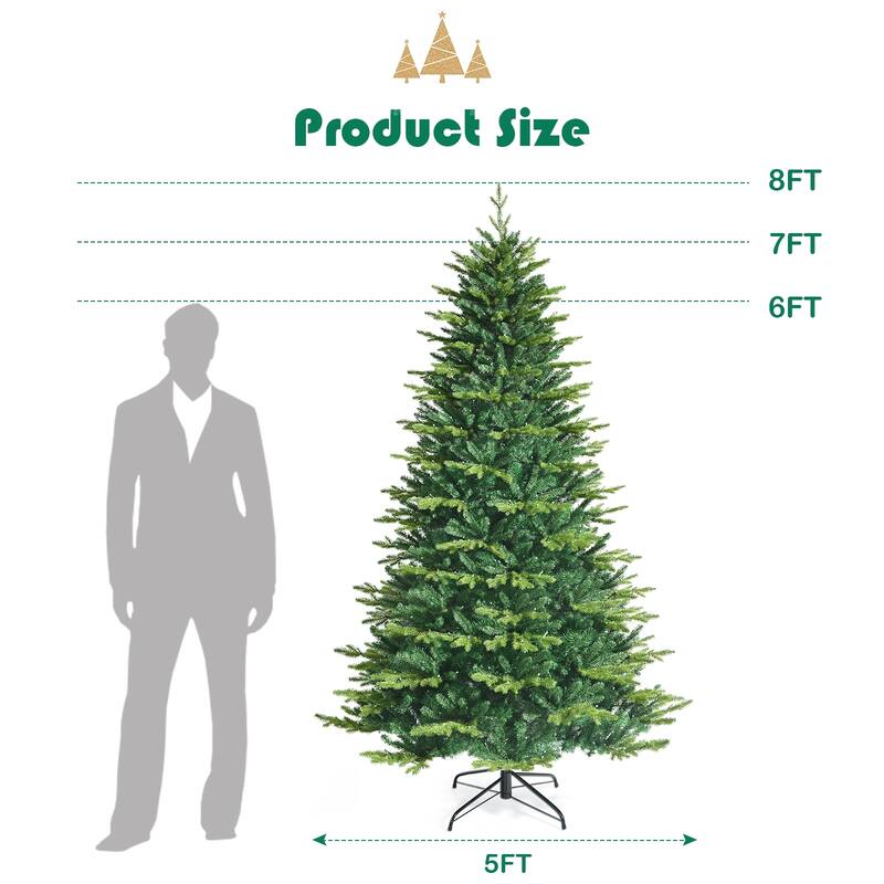 8 ft Pre-lit Artificial Hinged Christmas Tree with APP Controlled LED Lights