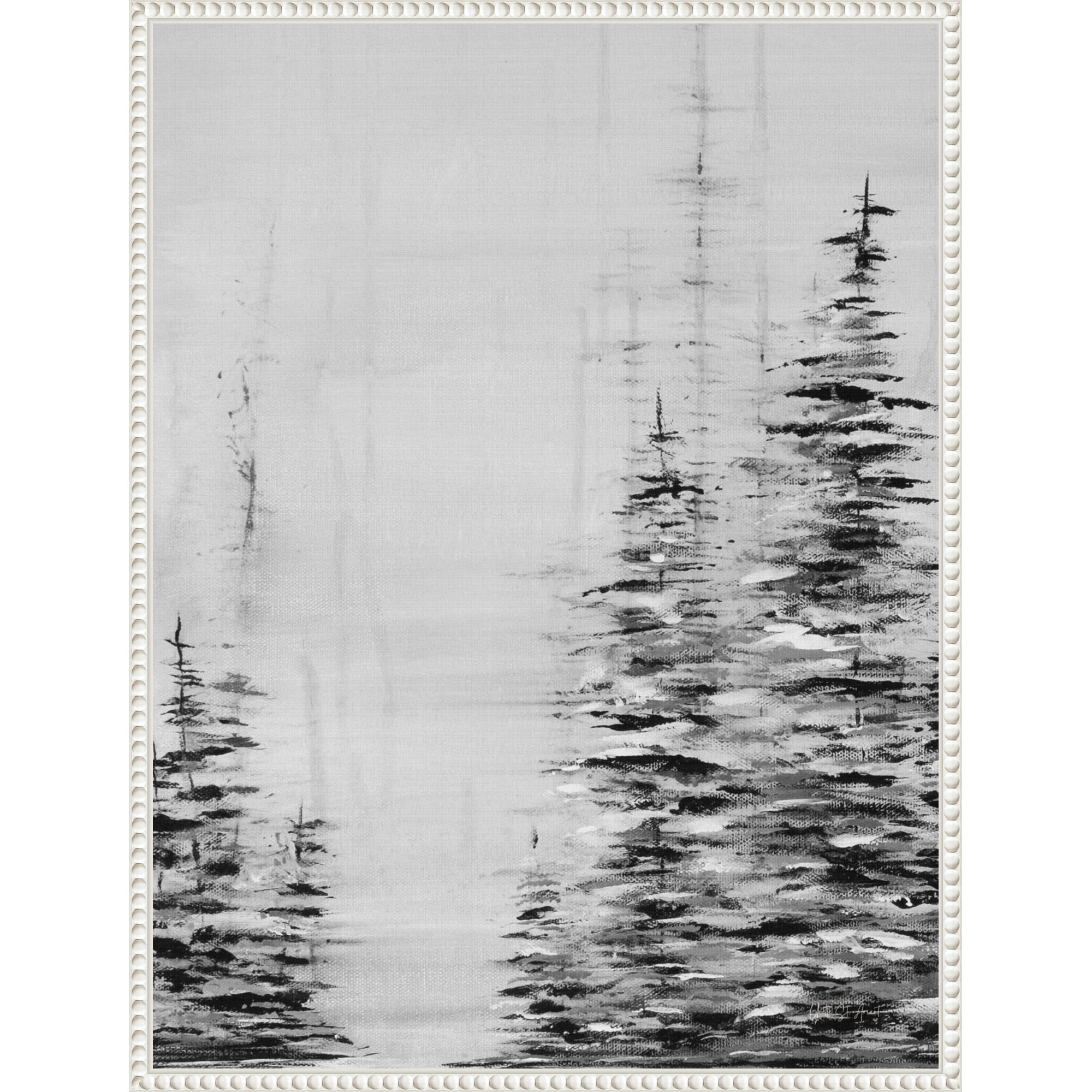 Woodsy II by Yvette St. Amant (23 x 30 in.), Framed Canvas Wall Art Print - Sylvie Beaded White