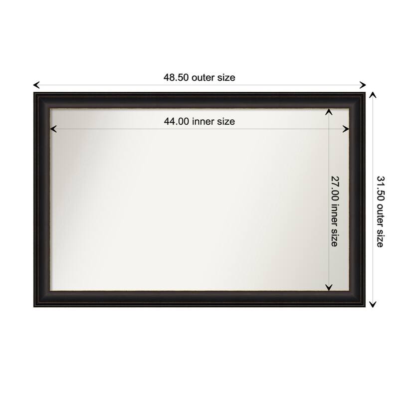 Trio Oil Rubbed Bronze Framed Non-Beveled Custom Wall Mirror, Bathroom Vanity Mirror - Outer Size: 48.5 x 31.5