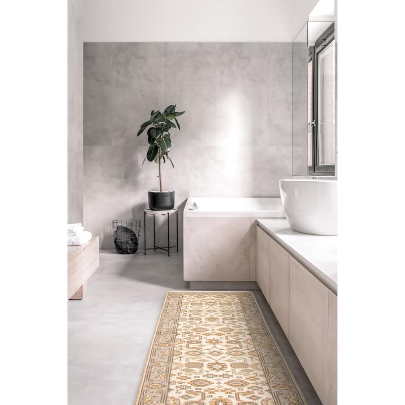 ECARPETGALLERY Hand-knotted Royal Oushak Cream Wool Rug - 2'5 x 7'8