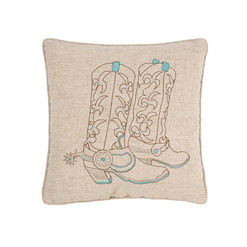 18" x 18" Cowboy Boots Embroidered Throw Pillow