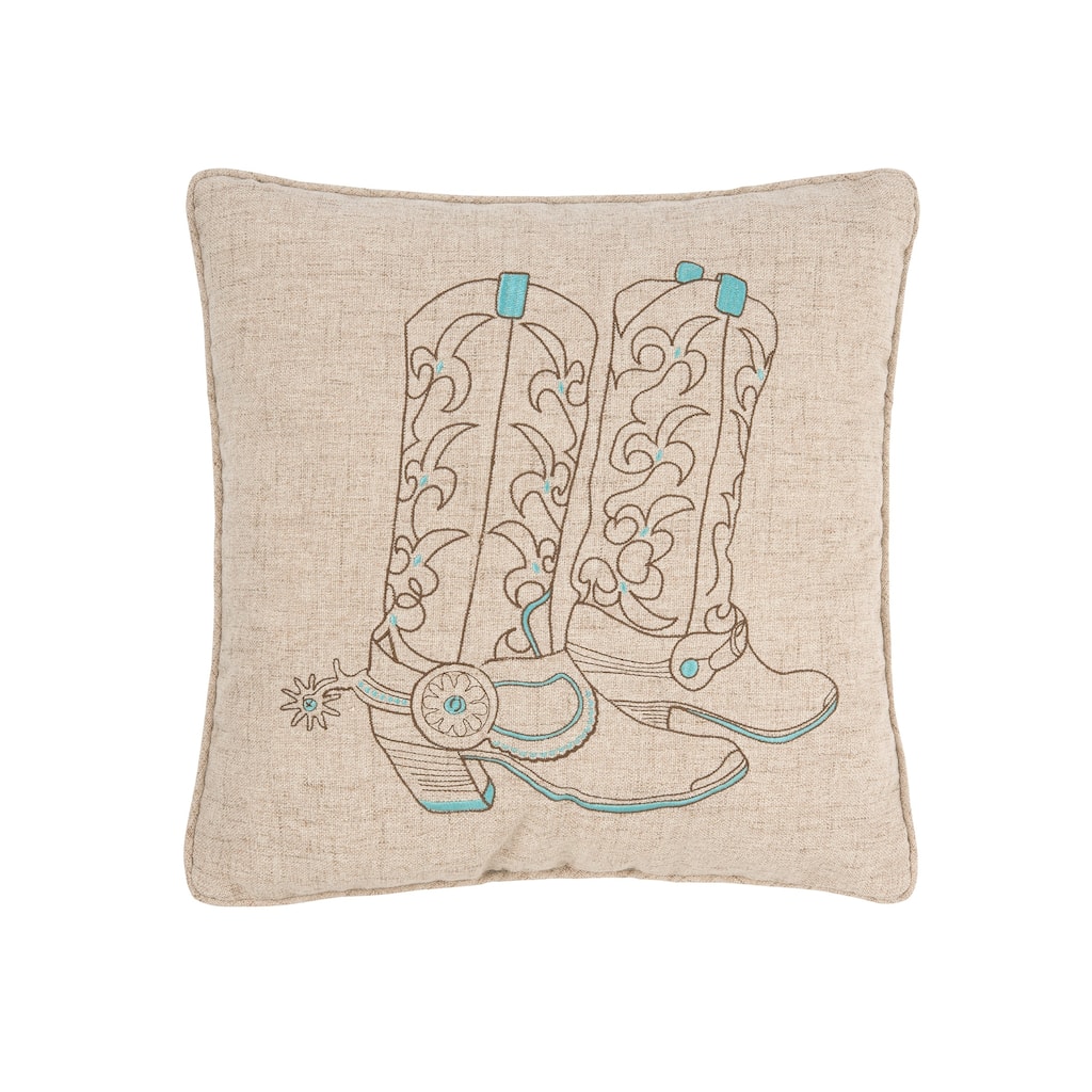 18" x 18" Cowboy Boots Embroidered Throw Pillow