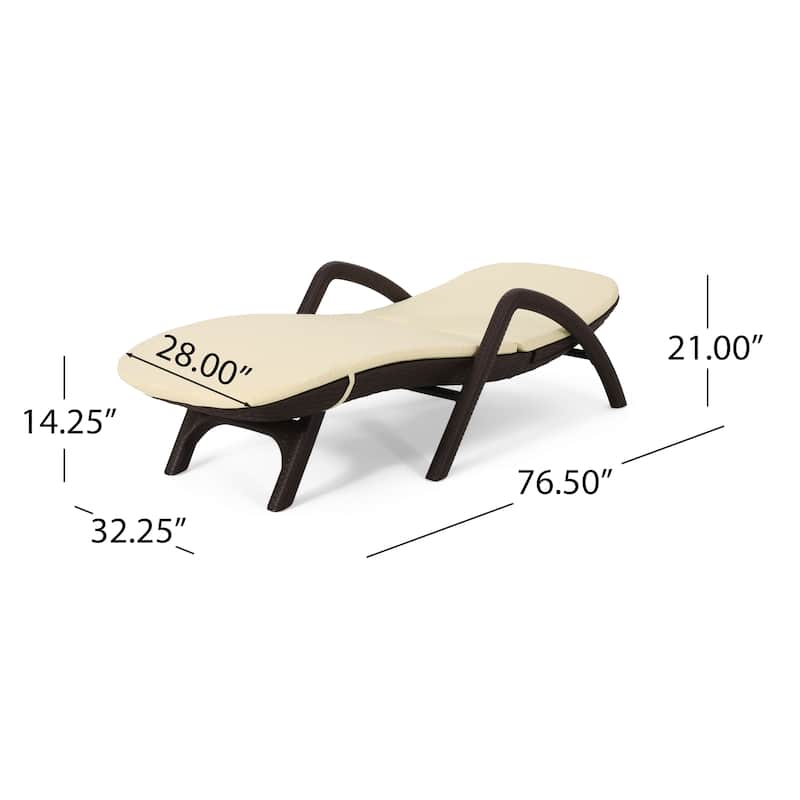 Outdoor Chaise Lounge Chair Ergonomic Armchair with Cushion for Poolside Patio Garden