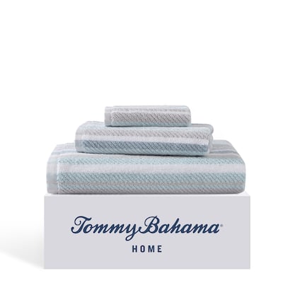 Tommy Bahama Ocean Bay Stripe Blue Cotton Terry 3 Piece Towel Set - 3 Piece