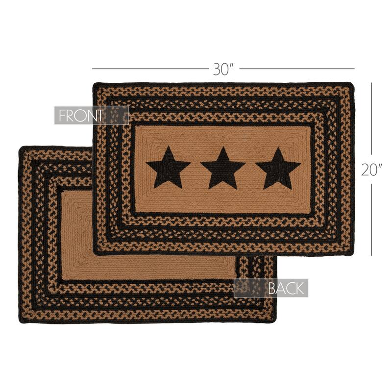 Farmhouse Jute Rug Rect Stencil Stars w/ Pad 20x30 - 20"x30"