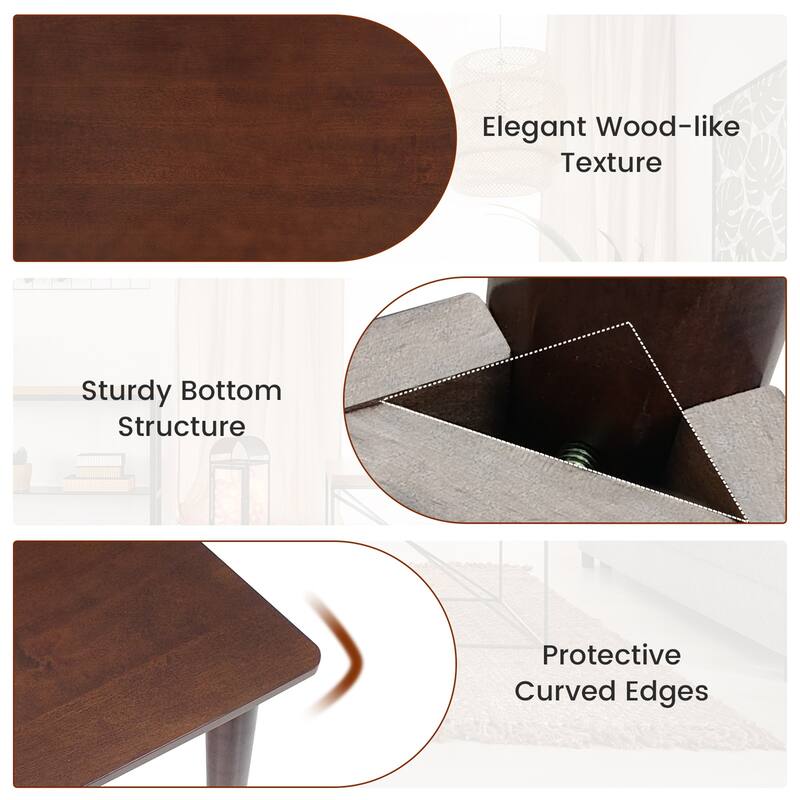 Gymax 48'' Rectangular Dining Table for 4 w/ Rubber Wood Legs Mid