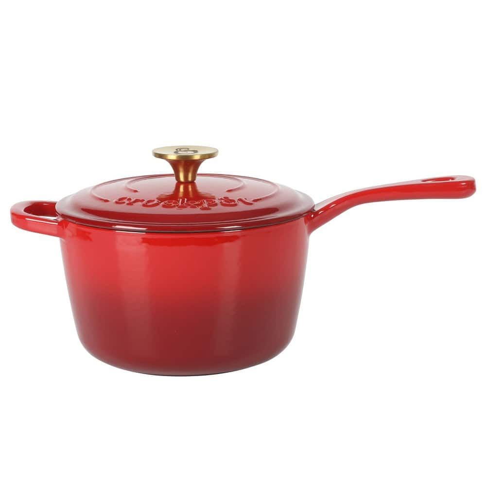 Crock-Pot 3 Qt Enamel Cast Iron Sauce Pan W/Lid