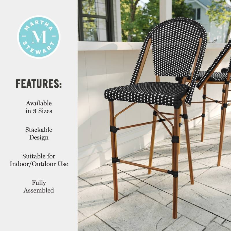 Martha Stewart 2PK All-Weather Stackable Patio Bistro Bar Stools - 18.5"W x 23.25"D x 45.75"H