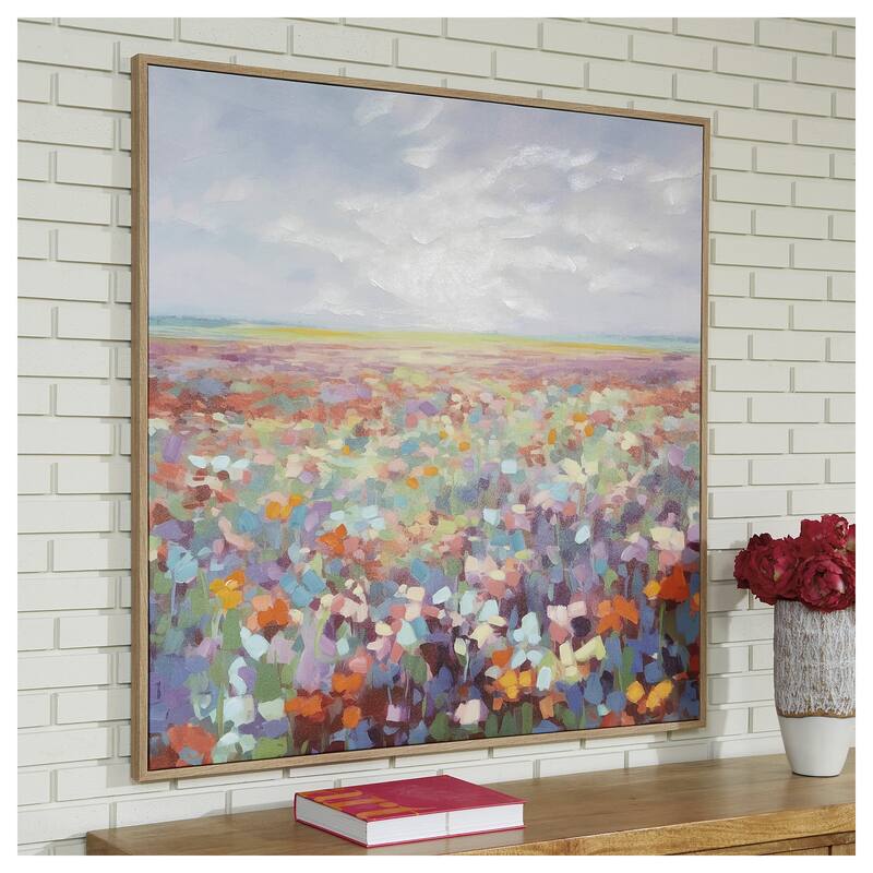 Signature Design by Ashley Sethford Blue/Orange Wall Art - Wood - Brown - 48" W x 1.5" D x 48" H