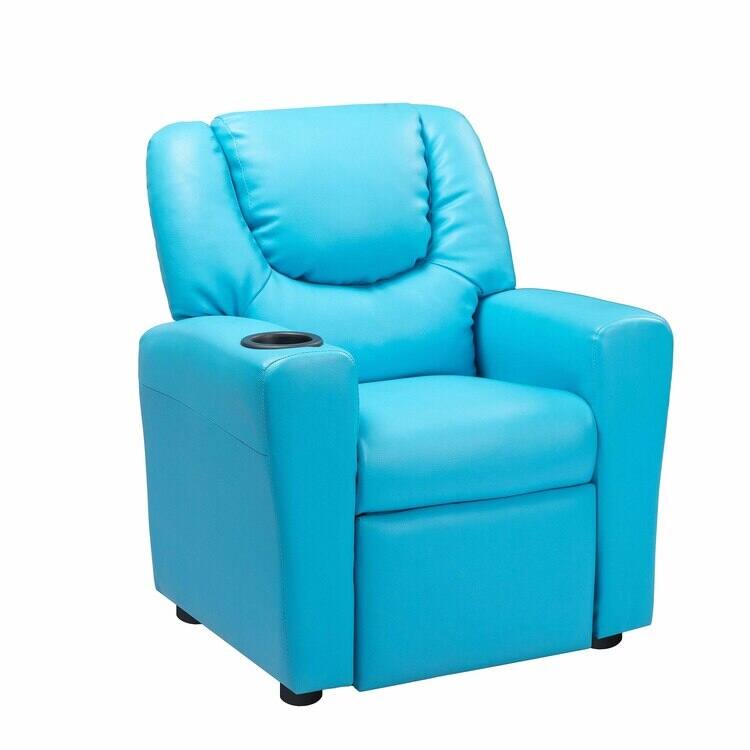 Pushback Kids Recliner Chair with Footrest & Cup Holders - Ultimate Comfort for Toddlers