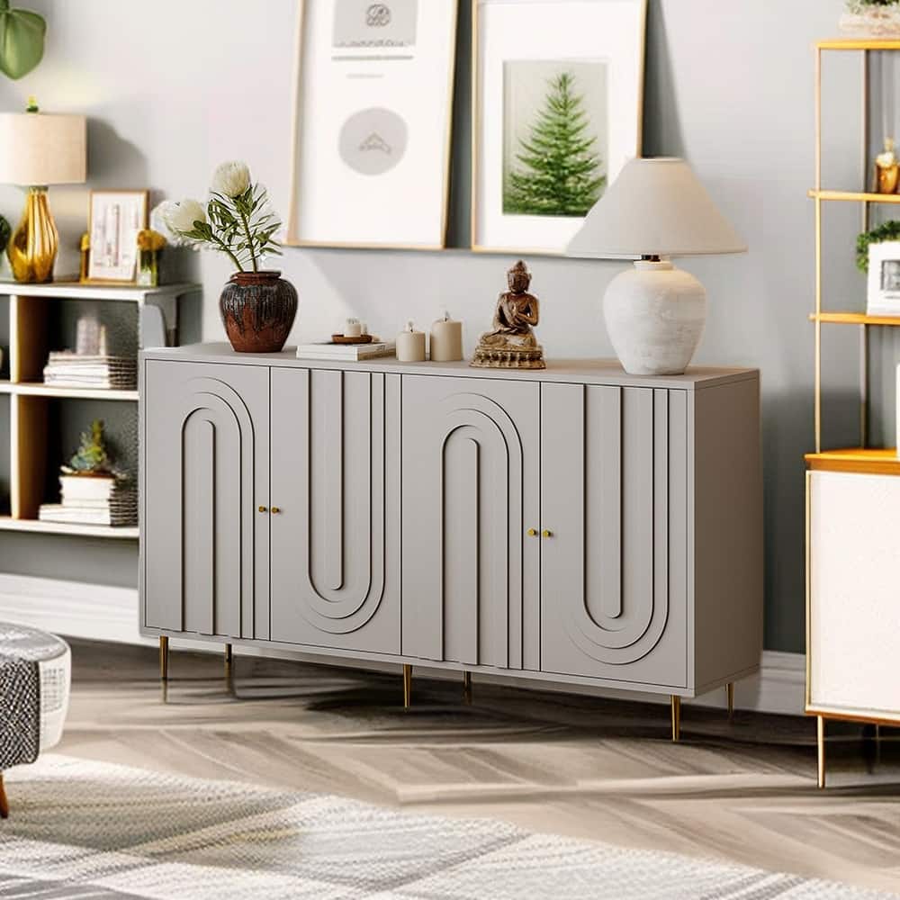 Wood Cabinet with Glass Sliding Doors Display Storage Cabinet