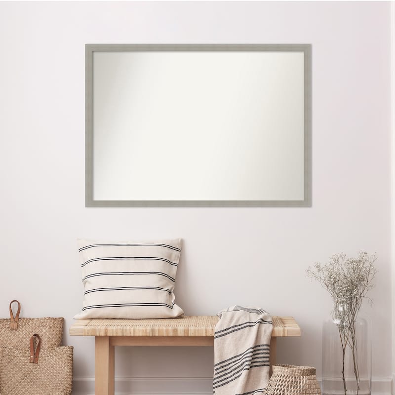 Woodgrain Stripe Non-Beveled Wood Framed Wall Mirror