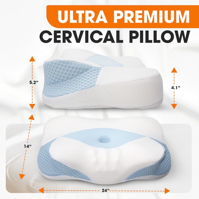 Cheer Collection Orthopaedic Memory Foam Cervical Pillow With Washable Cover