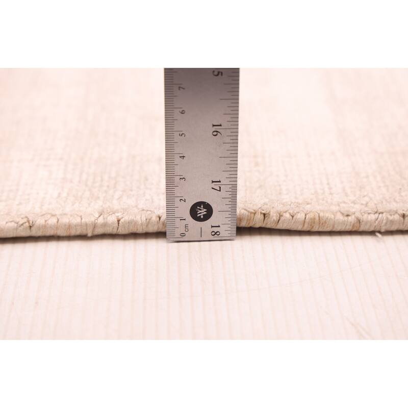 ECARPETGALLERY Hand Loomed Shimmer Ivory Viscose Rug - 6'6 x 9'7