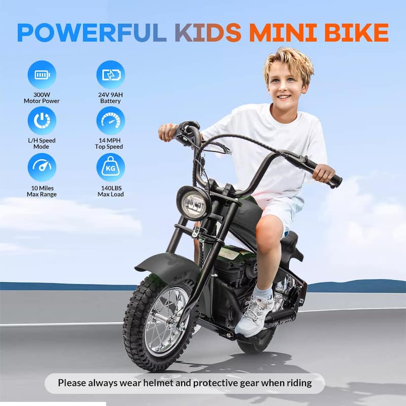 Electric Motorcycle for Kids, with Led Lights