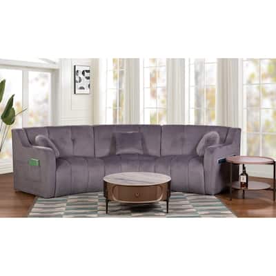 Velvet Curved sofa 3 Seats Symmetrical Modular legless sofa Corner Sectional Round couches - 127''