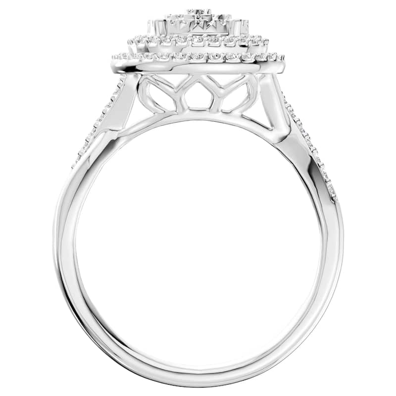 AEON Radiant Aura Round 0.50ct Lab Grown Diamond Cluster Double Halo Ring