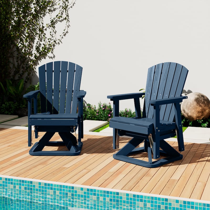 Set of 2 HDPE Adirondack Swivel Gliders, Outdoor Patio Chair Set