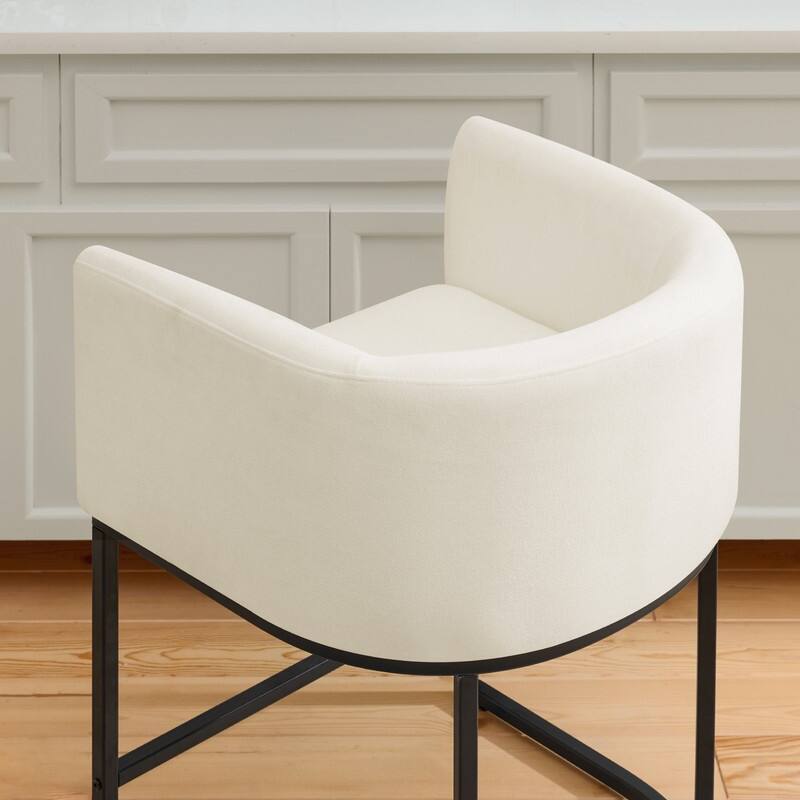 Spruce & Spring Modern Upholstered Barrel Counter Bar Stool with Arm