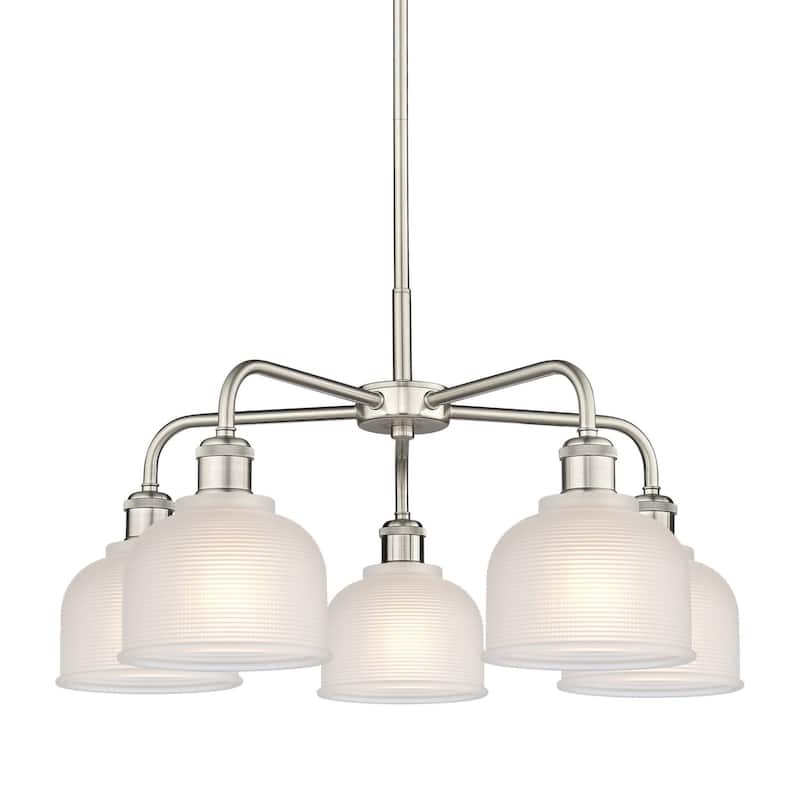 Innovations Lighting 516-5CR-15-24 Dayton Chandelier Dayton 5 Light - Satin Nickel / White