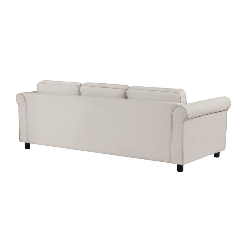 Mid-Century Modern Velvet Sofa in Beige - 36.61 x 89.37 x 26.18