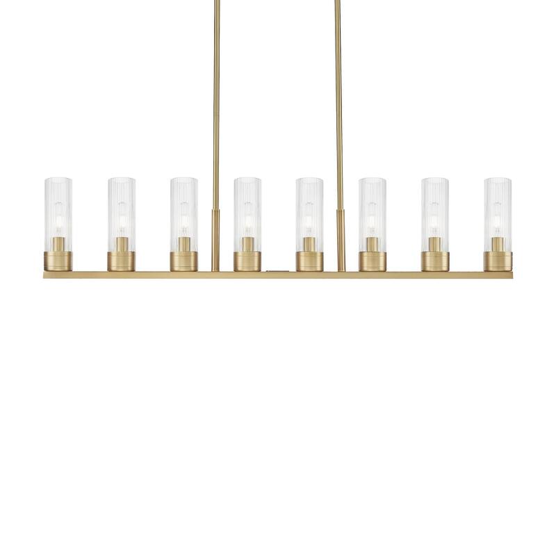 Innovations Lighting 617-8I-11-48 Boreas Linear Boreas 8 Light 48" - Brushed Brass / Striped Clear