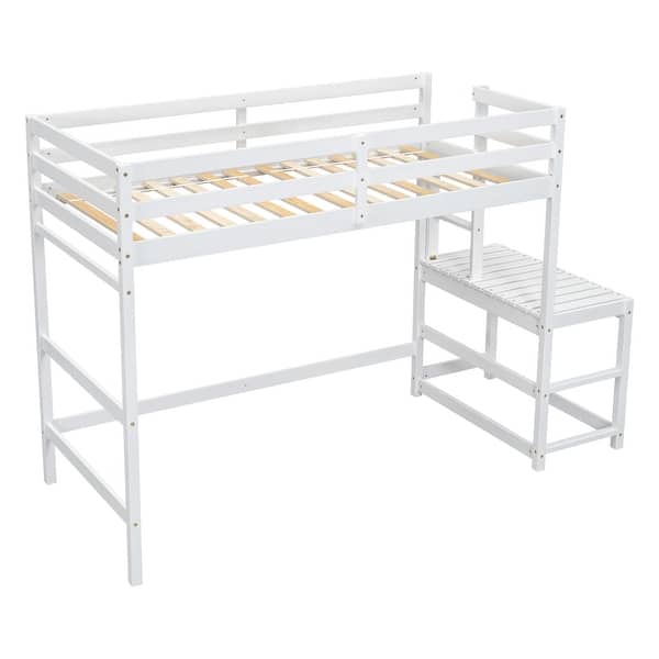 slide 2 of 13, Twin Size High Loft Bed with Ladder landing Platform