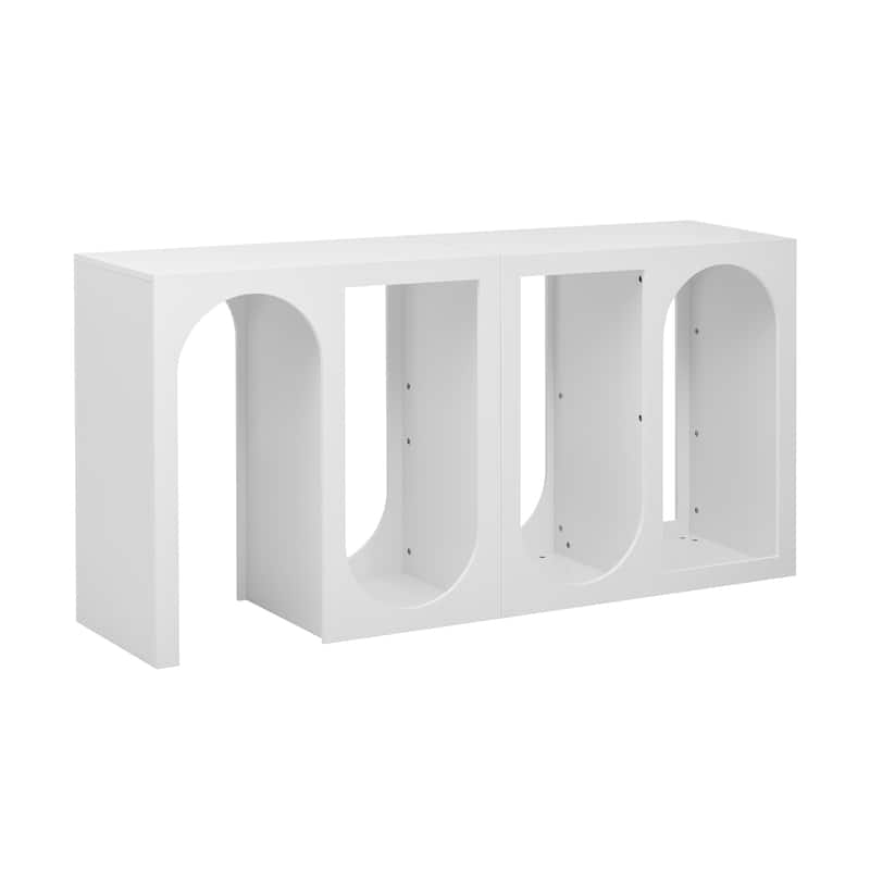 Modular Entryway Console Table Accent Table with Rectangular Exterior and Curved Interior Design for Living Room