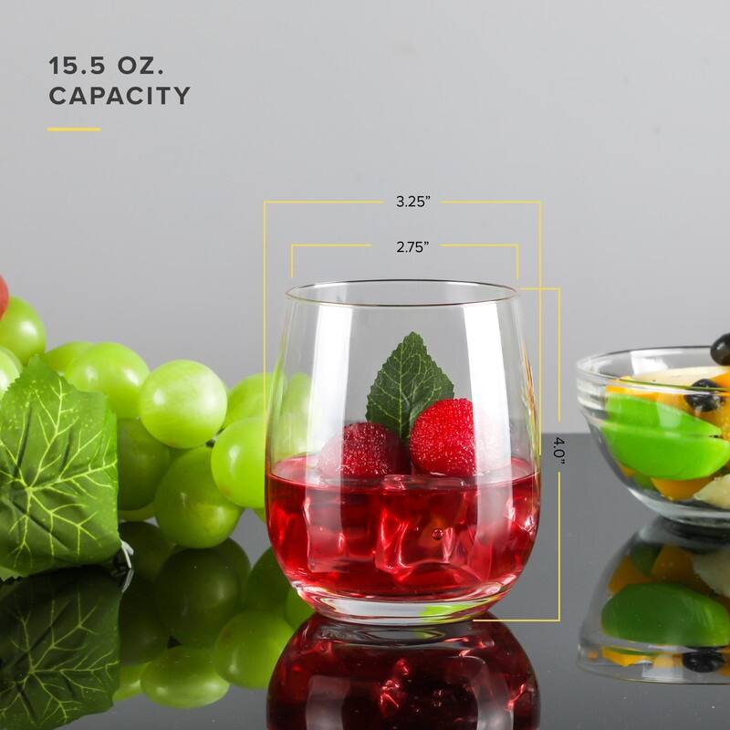 TABLE 12 15.5-Ounce Beverage Glasses, Set of 6, Lead-Free Crystal, Break Resistant