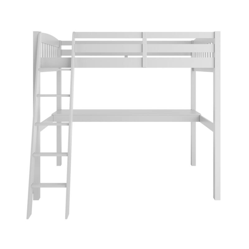 Everest Grey High Loft Bed with Desk and Storage, with Stairs