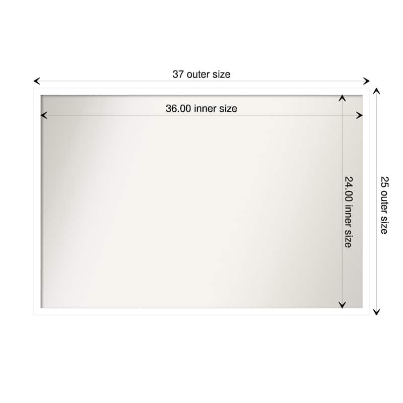 Non-Beveled Wood Bathroom Wall Mirror - Svelte White Frame - 37 x 25 in - Svelte White