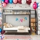 preview thumbnail 2 of 7, Modern Full over Full Bunk Bed With Lateral Storage Ladder and Wardrobe