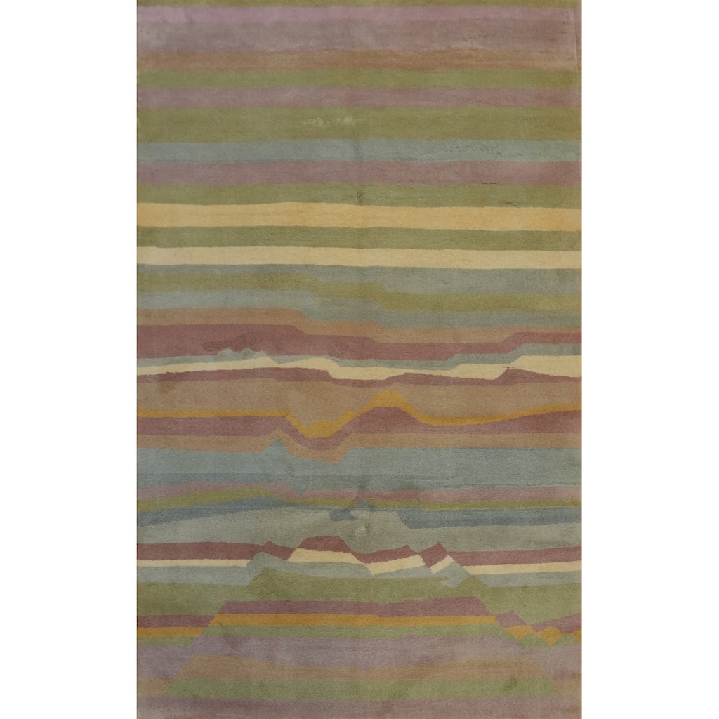 Hand-knotted Tribal Wool Multi-Colored Abstract Oriental Area Rug - 9' 0'' X 5' 11''