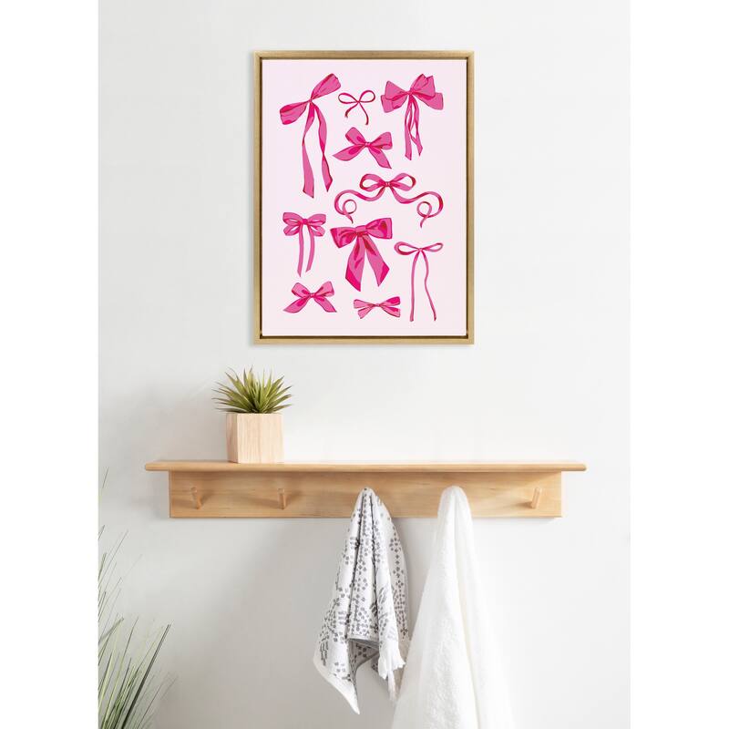 Kate and Laurel Sylvie Pink Bows Framed Canvas by Honey Island Studio