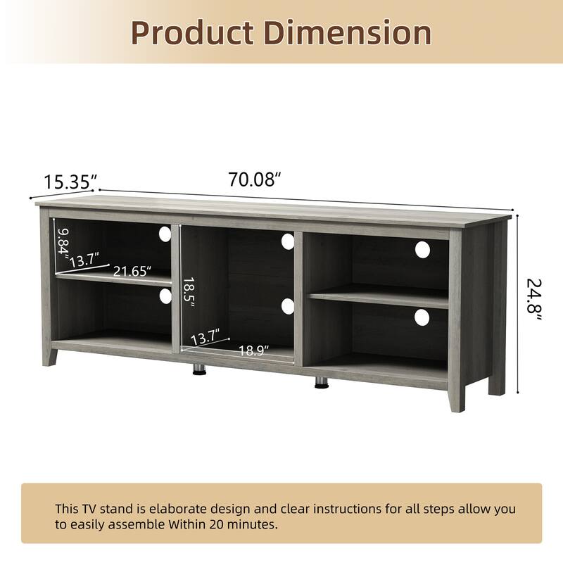 TV Stand Storage Media Console Entertainment Center, without Drawer
