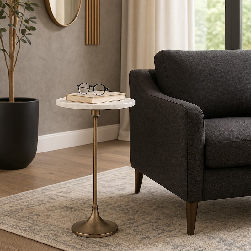 Modern Small Accent End Table with Metal Base - 27"