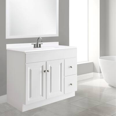 Design House Wyndham 36 Inch Unassembled 2-Door 2-Drawer Bathroom Vanity without Top, White