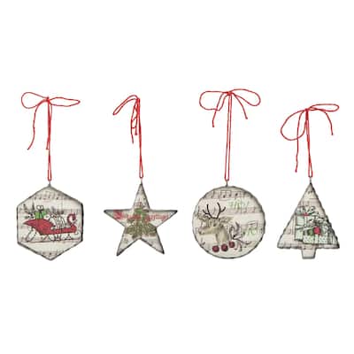 Transpac Metal 4.88 in. Multicolored Christmas Hymn Ornament Set of 4